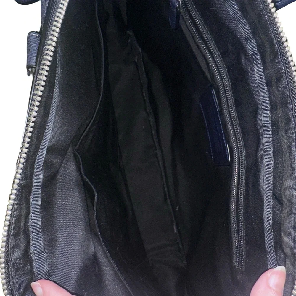 Coach Metropolitan Slim Brief Laptop Messenger Crossbody Blue Leather Bag
